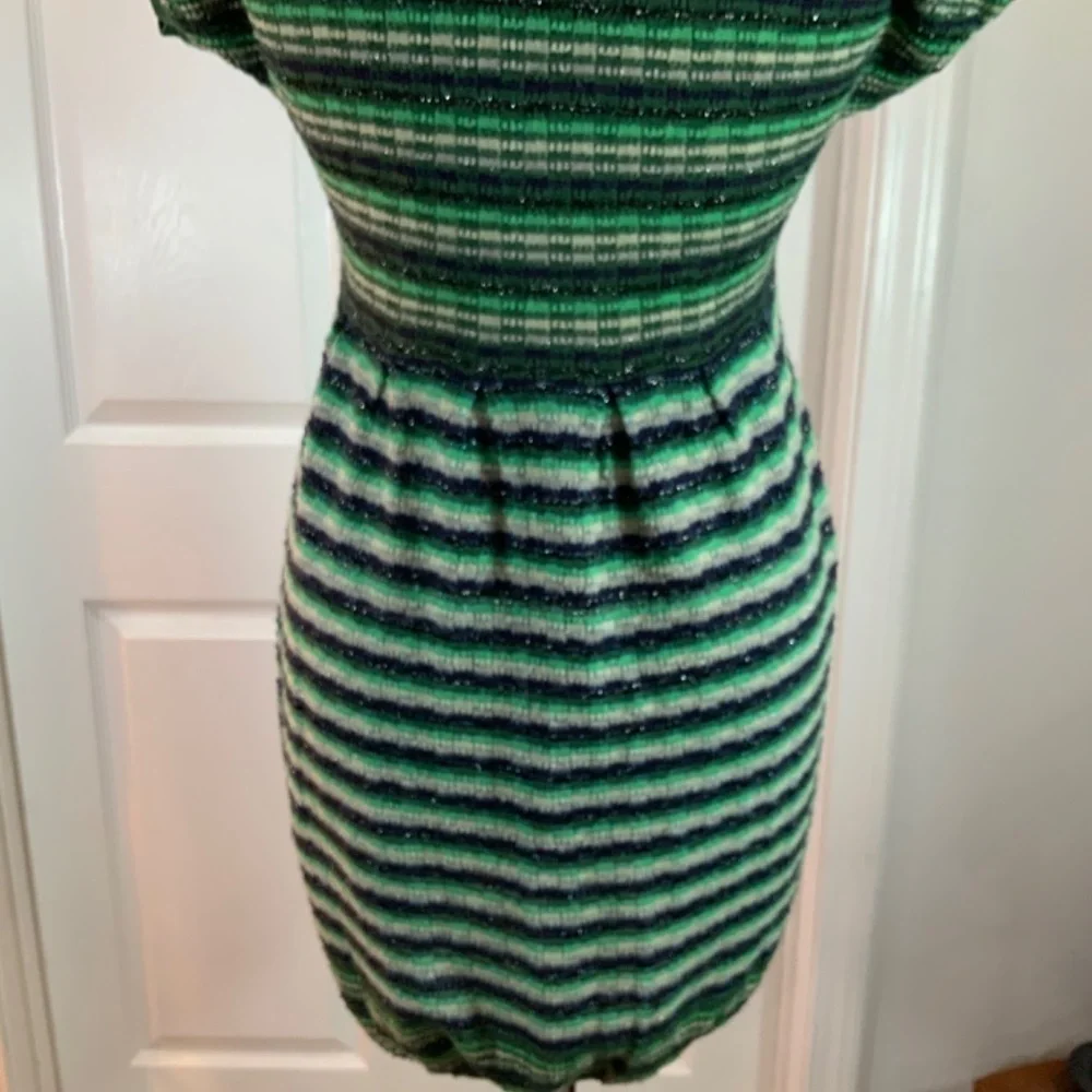 Free People Metallic Wool Blend Knit Sweater Boho Green Mini Dress Size Medium